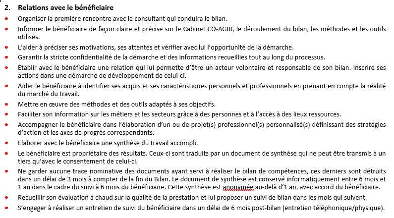 charte du bilan de compétence partie 2.